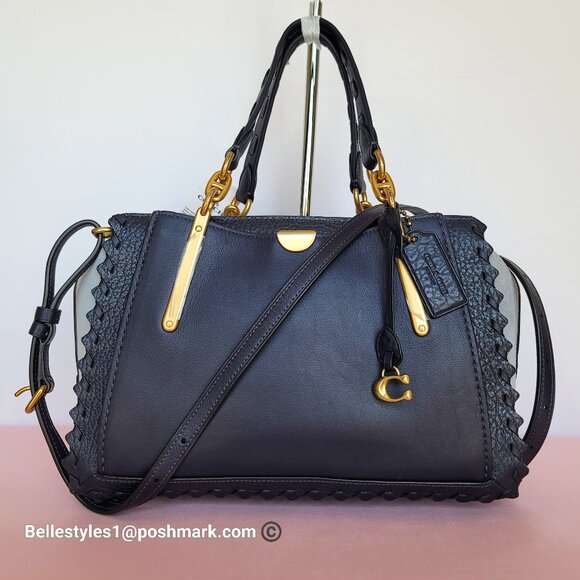 COACH Dreamer 27 Whipstitch Colorblocked Mixed Leather & Suede Satchel-Ink Multi - Picture 1 of 16